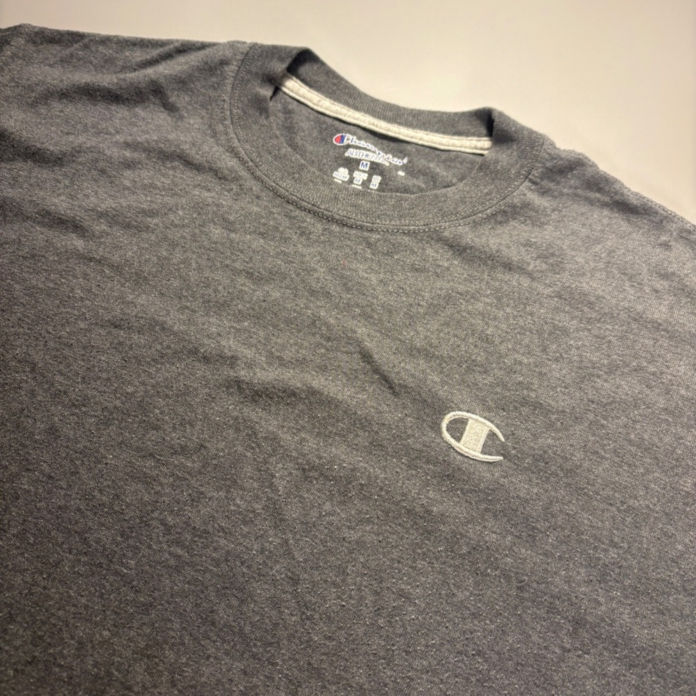 Champion Authentic Gray Crew Neck‎ Short Sleeve T Shirt Mens Medium Casual